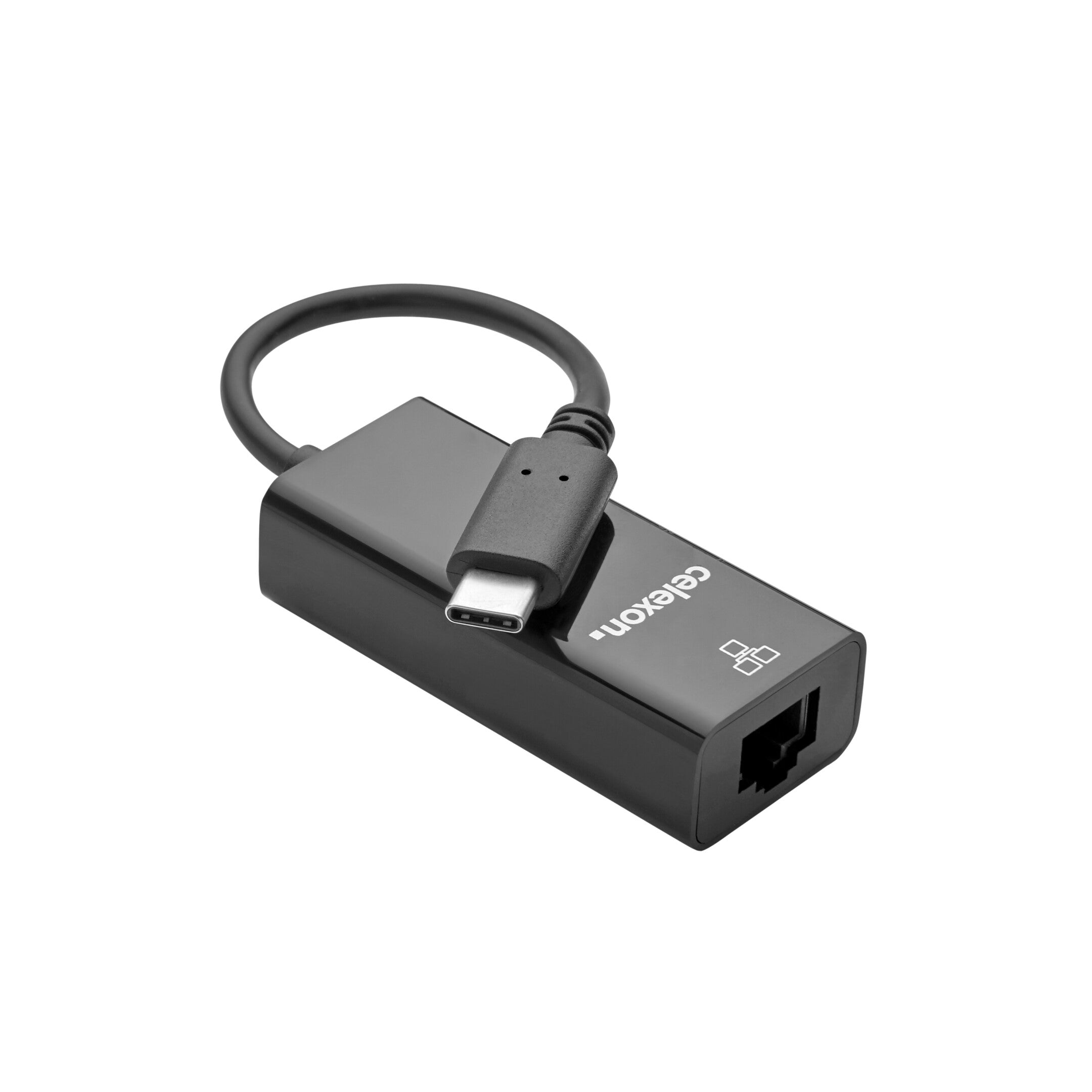 celexon-USB-C-auf-Ethernet-M/F-Adapter.-schwarz