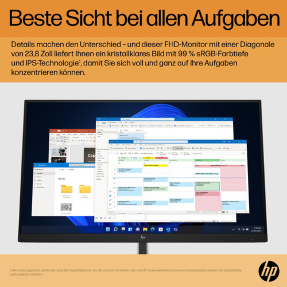 HP Inc. HP E24 G5 24 Zoll Class Full HD LCD-Monitor - 16:9 Format - 60,5 cm (23,8 Zoll) Viewable - IPS-Technologie - Flatscreen