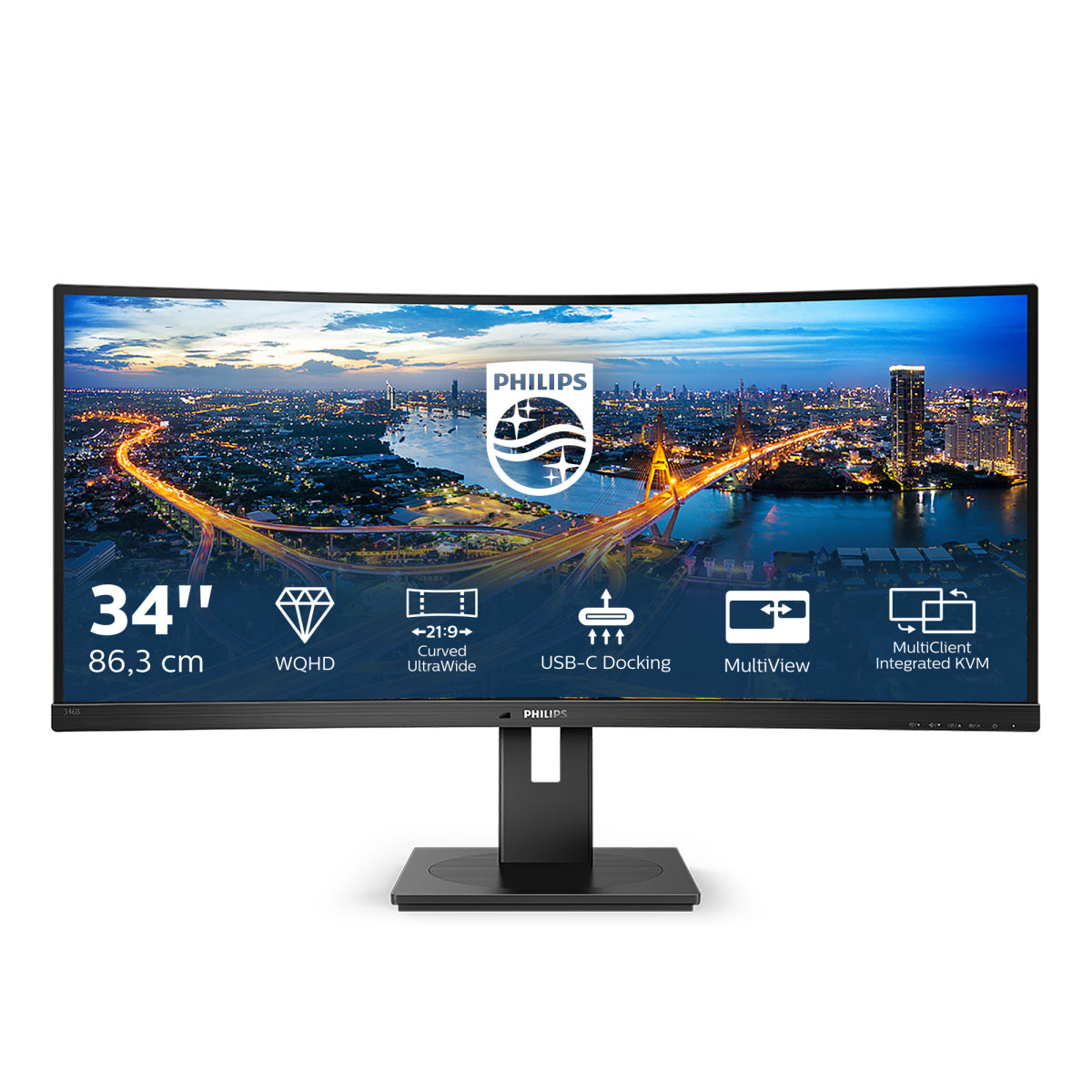 Philips B Line 346B1C/00 Computerbildschirm 86.4 cm (34") 3440 x 1440 Pixel Quad HD LCD Schwarz