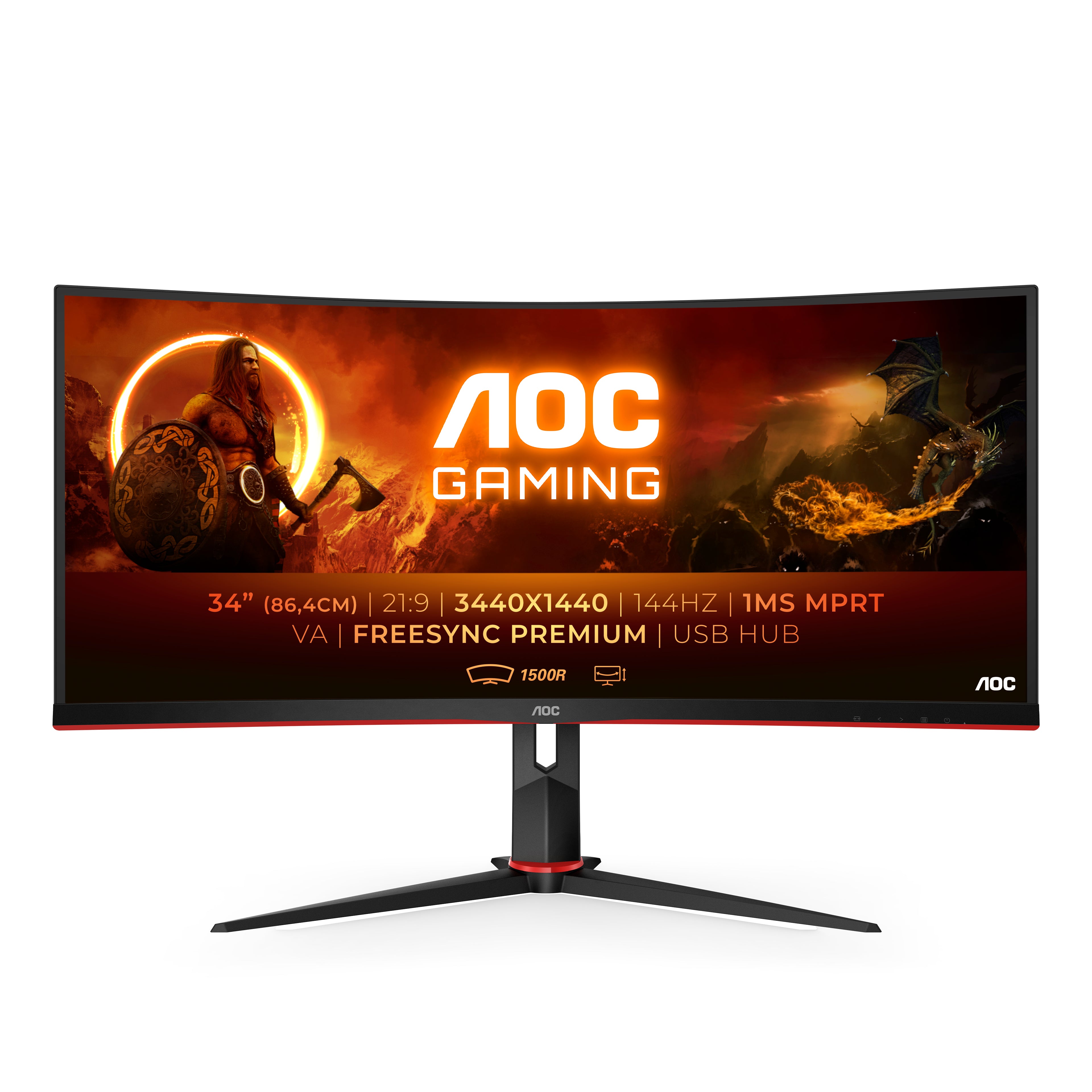 AOC G2 CU34G2X/BK Computerbildschirm 86.4 cm (34") 3440 x 1440 Pixel Quad HD LED Schwarz. Rot