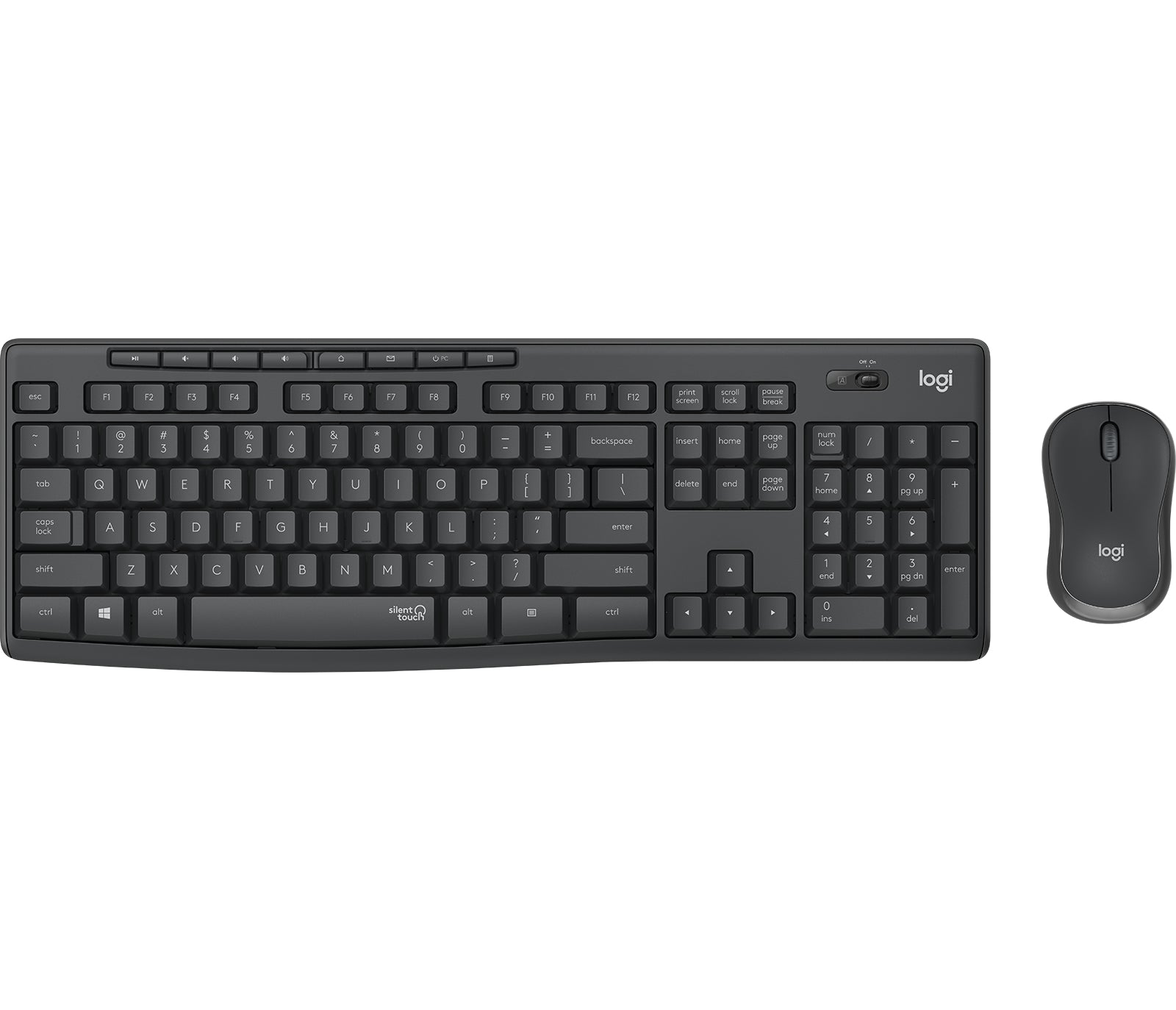 Logitech MK295 Silent Wireless Combo Tastatur Maus enthalten USB QWERTZ Deutsch Graphit