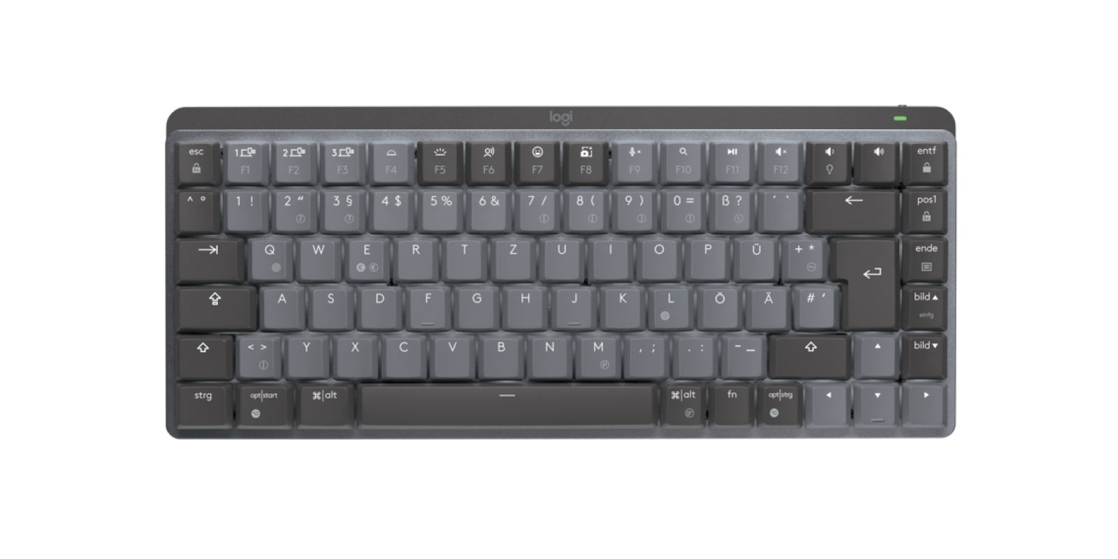 Logitech MX Mini Mechanical Tastatur RF Wireless + Bluetooth QWERTZ Deutsch Graphit. Grau