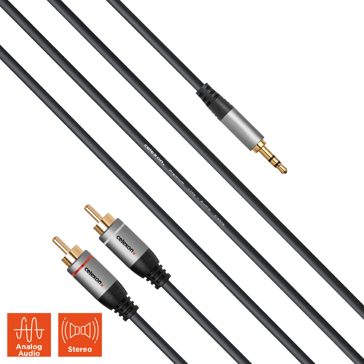 celexon 2x Cinch auf 3.5mm Stereo Klinke Audiokabel 1.0m - Professional Line