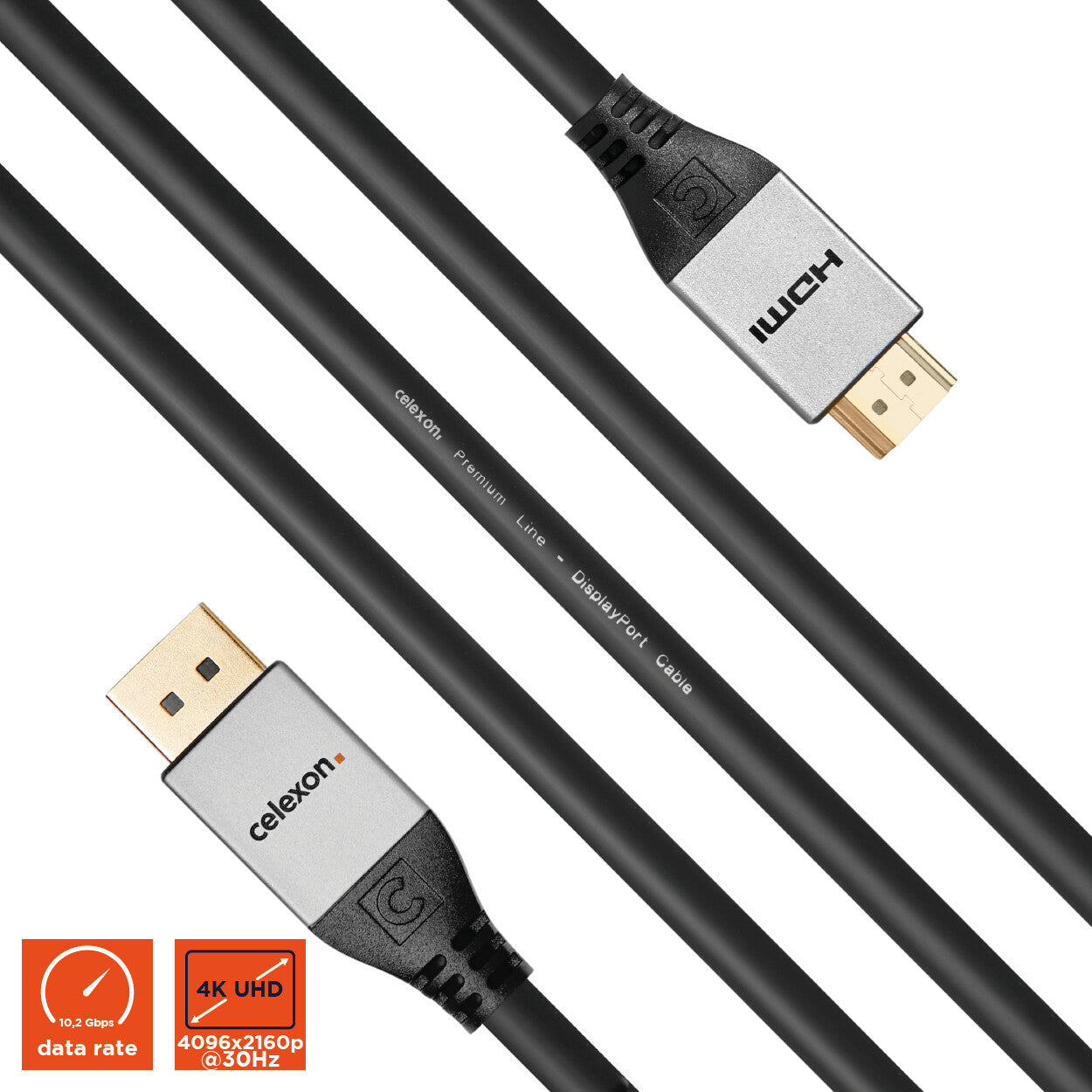 celexon DisplayPort auf HDMI Kabel 4K 1.0m - Professional Line