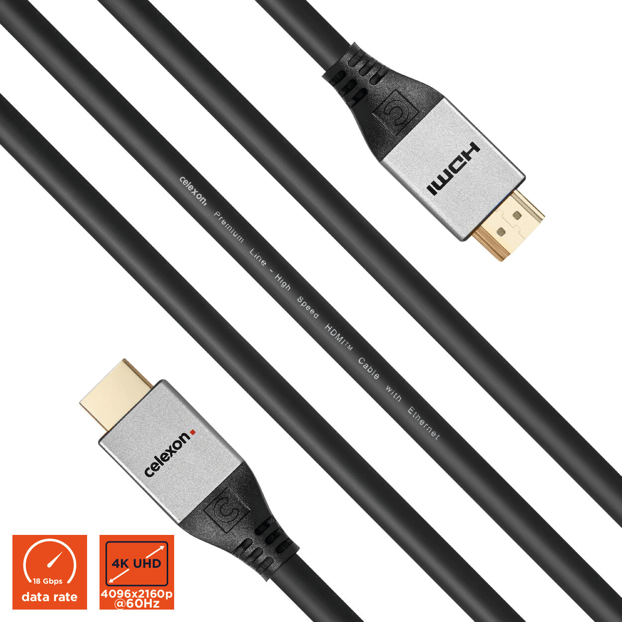 celexon HDMI Kabel mit Ethernet - 2.0a/b 4K 0.5m - Professional Line