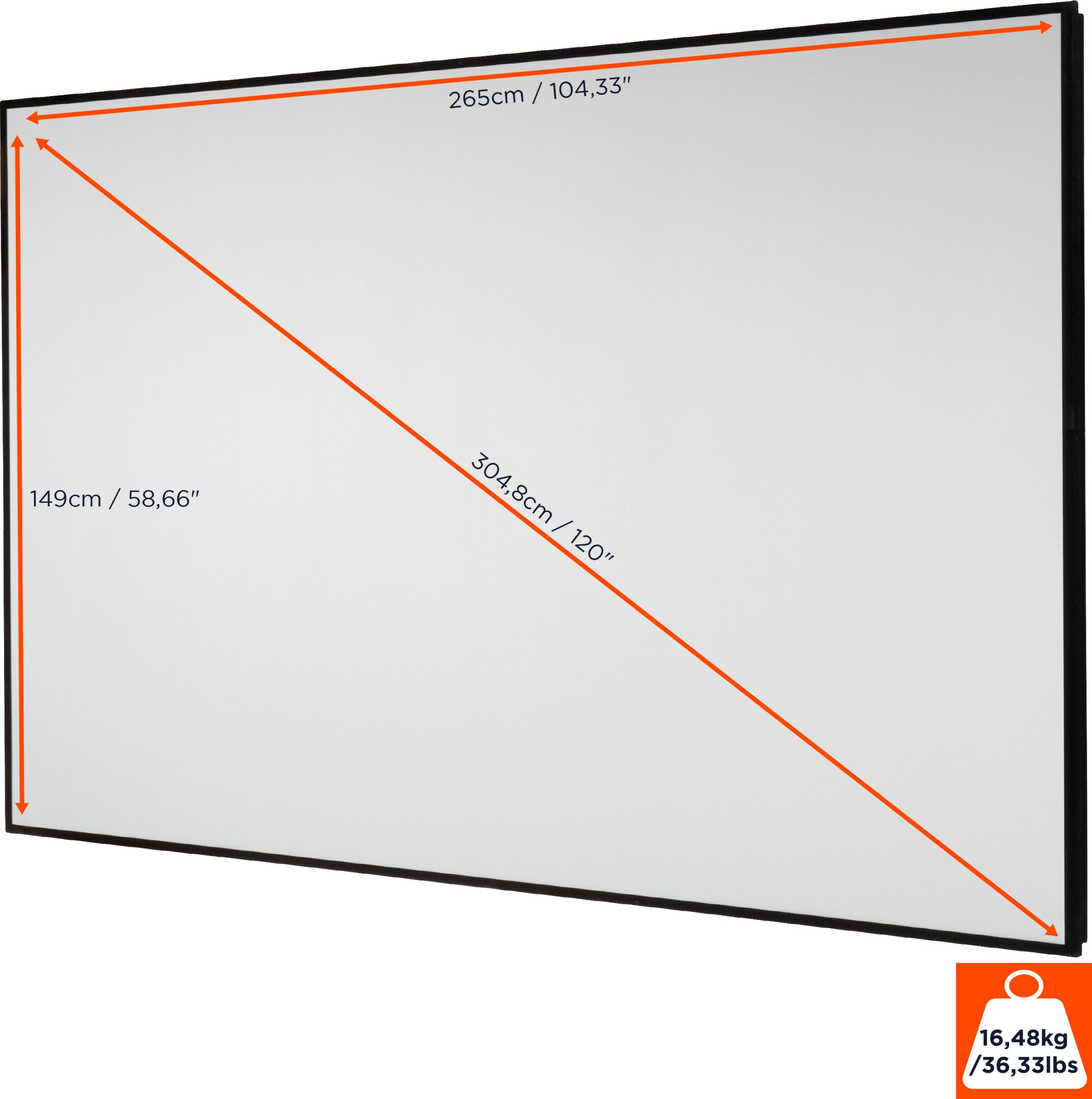 celexon HomeCinema Hochkontrastleinwand Frame 265 x 149 cm. 120" - Dynamic Slate ALR