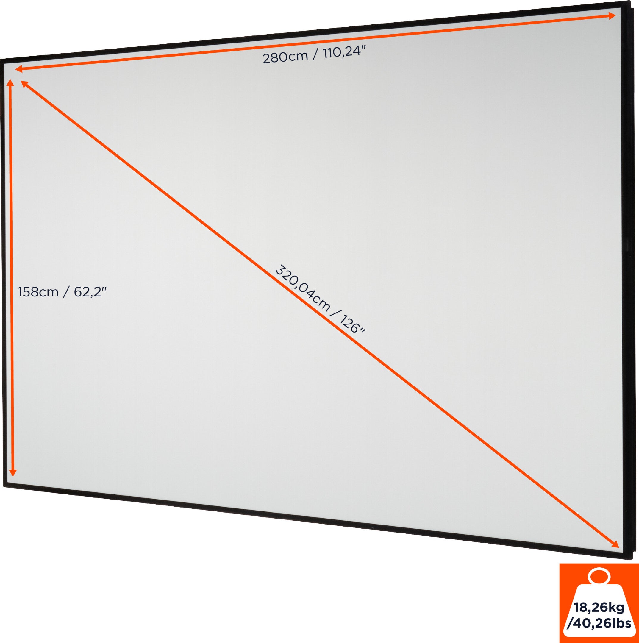 celexon HomeCinema Hochkontrastleinwand Frame 280 x 158 cm. 126" - Dynamic Slate ALR