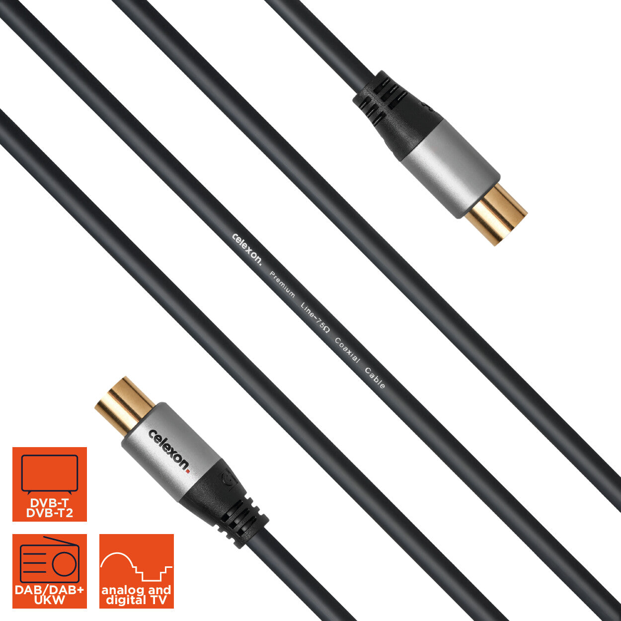 celexon IEC TV Antennenkabel 1.0m - Professional Line