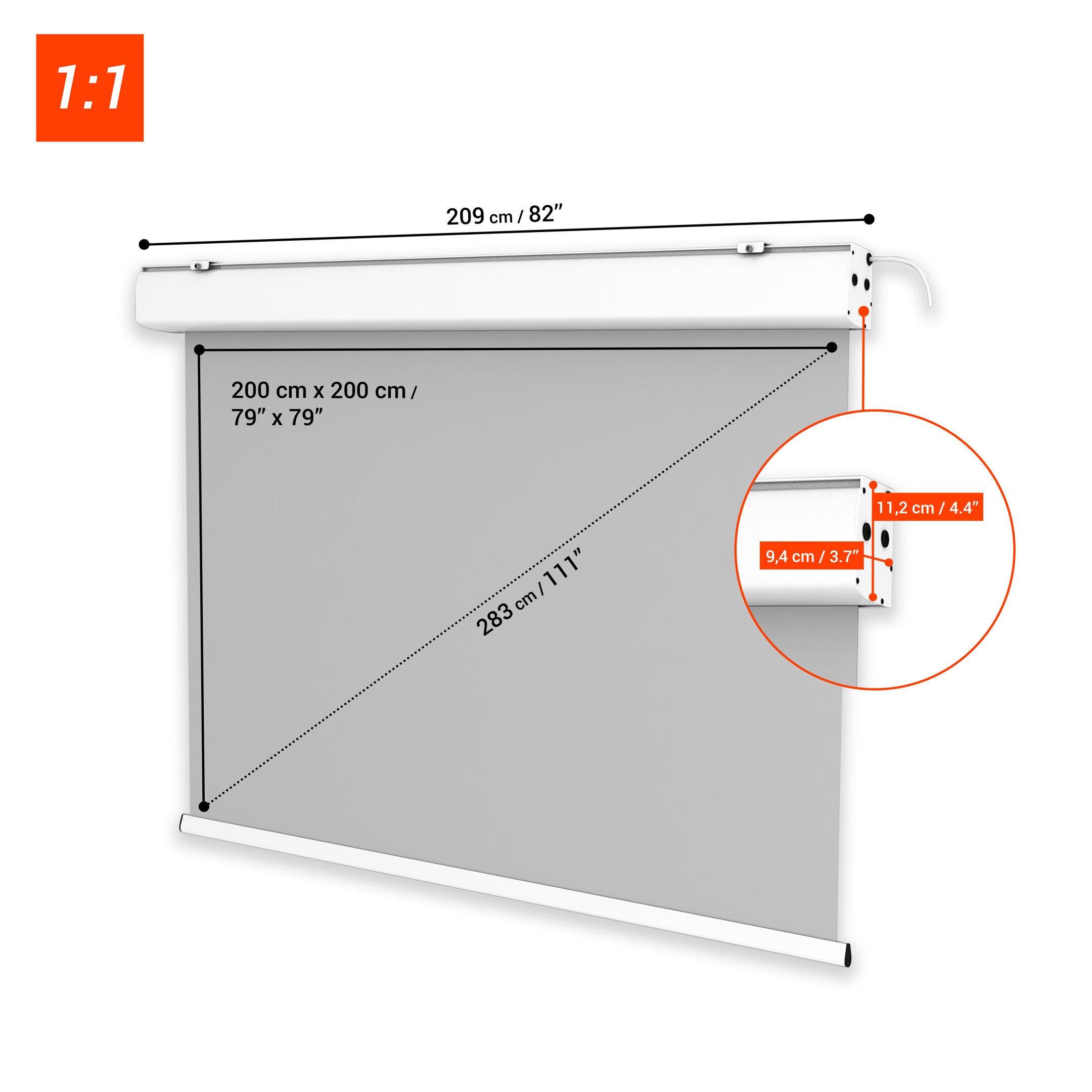 celexon Leinwand Motor Expert 200 x 200 cm