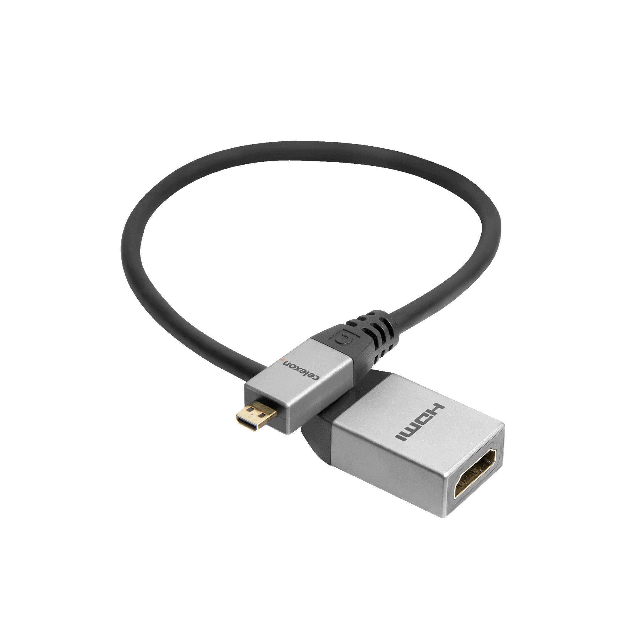 celexon-Micro-HDMI-auf-HDMI-M/F-Adapter-mit-Ethernet---2.0a/b-4K-0.25m---Professional-Line