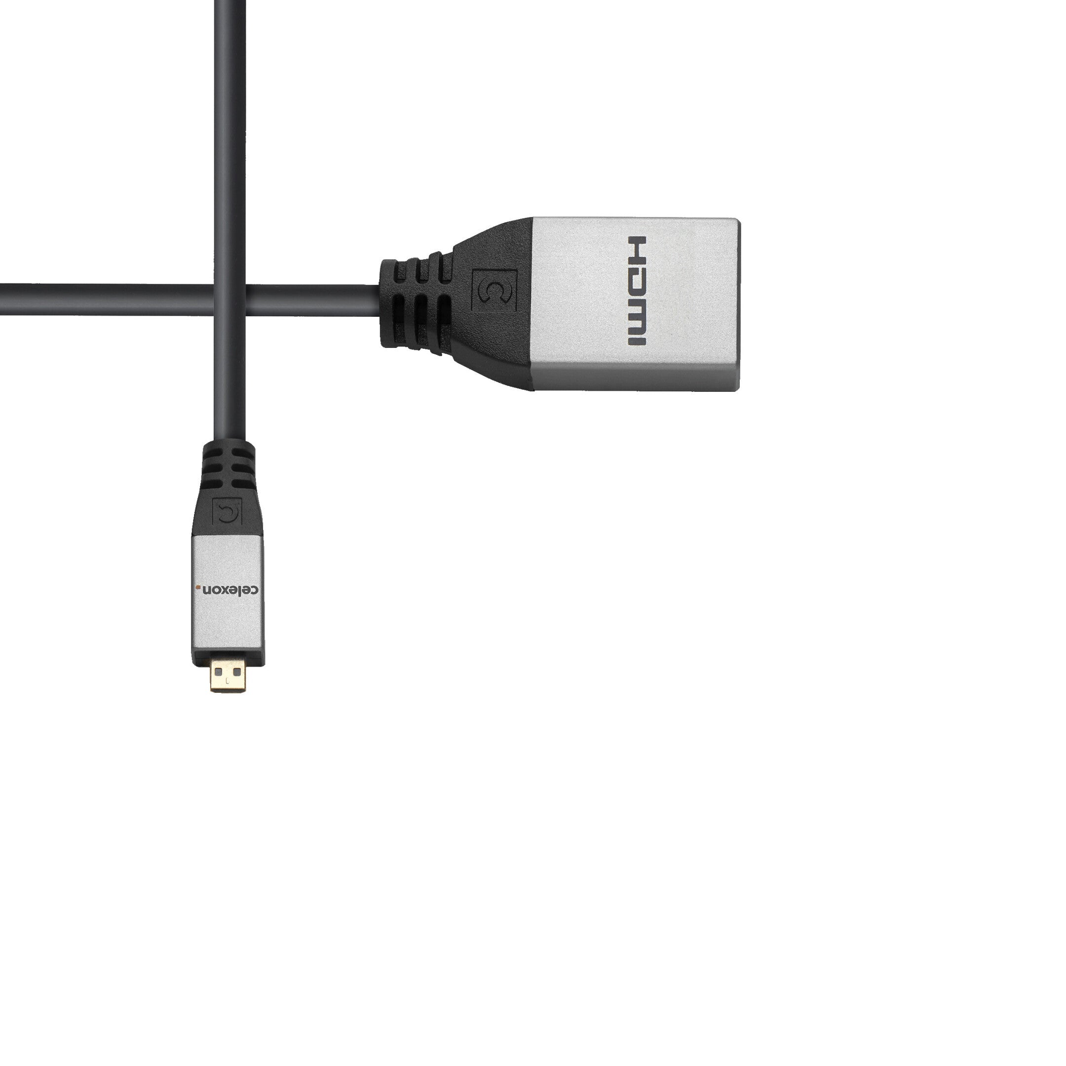 celexon Micro HDMI auf HDMI M/F Adapter mit Ethernet - 2.0a/b 4K 0.25m - Professional Line