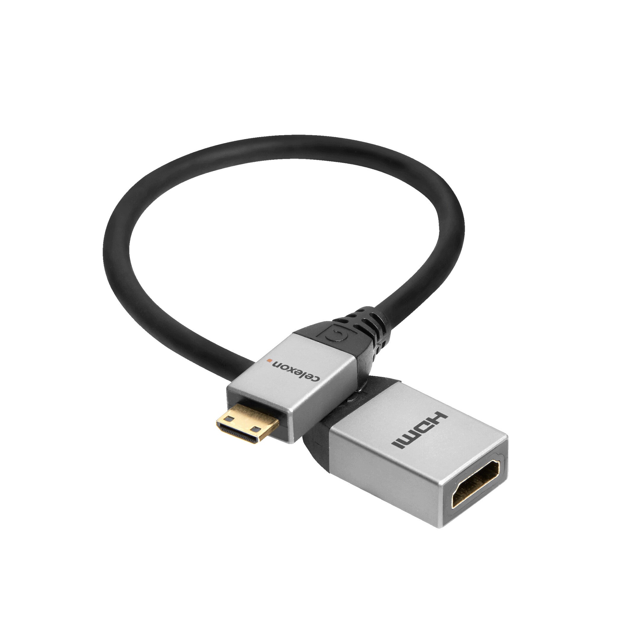 celexon-Mini-HDMI-auf-HDMI-M/F-Adapter-mit-Ethernet---2.0a/b-4K-0.25m---Professional-Line