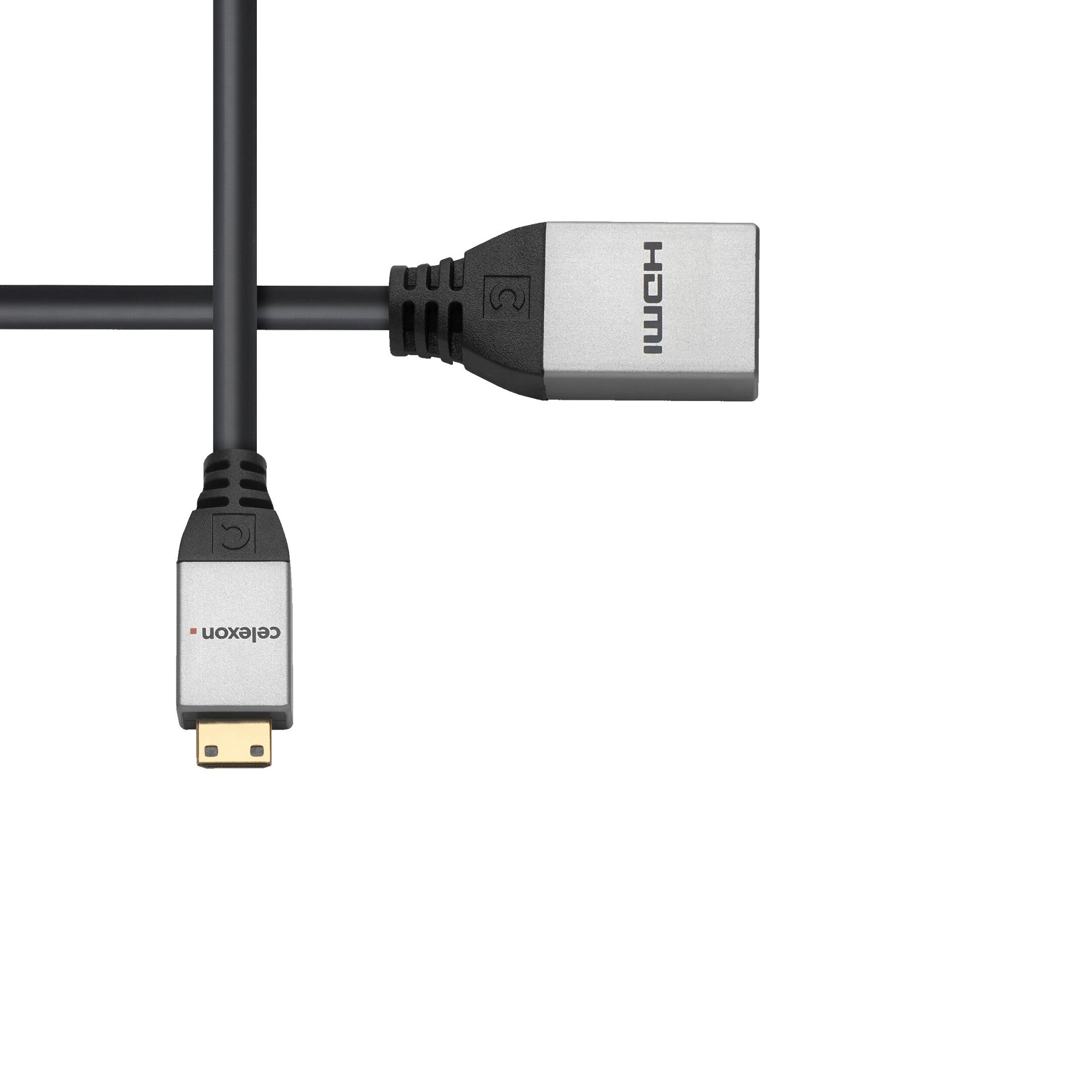 celexon Mini HDMI auf HDMI M/F Adapter mit Ethernet - 2.0a/b 4K 0.25m - Professional Line