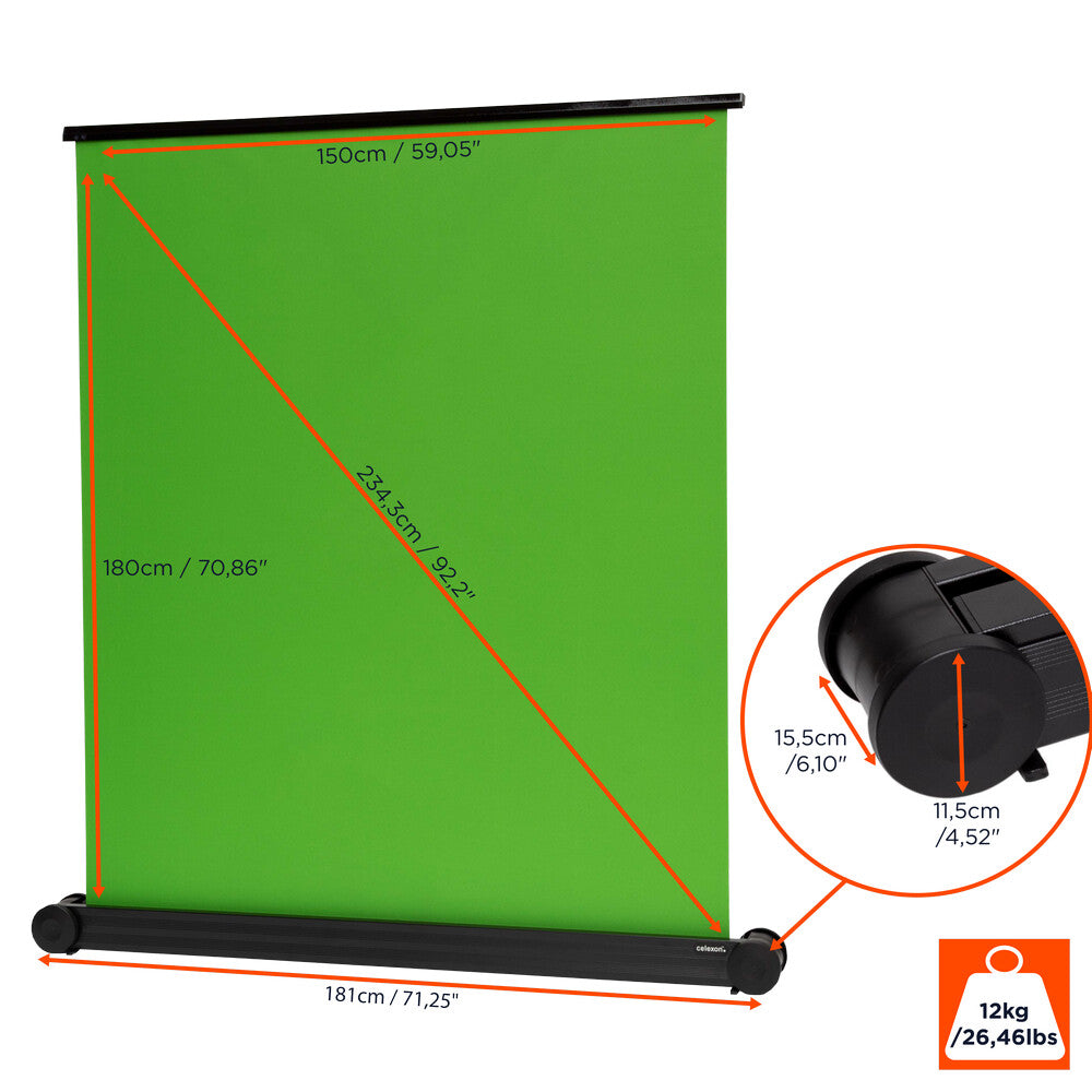 celexon Mobile Chroma Key Green Screen 150 x 180 cm