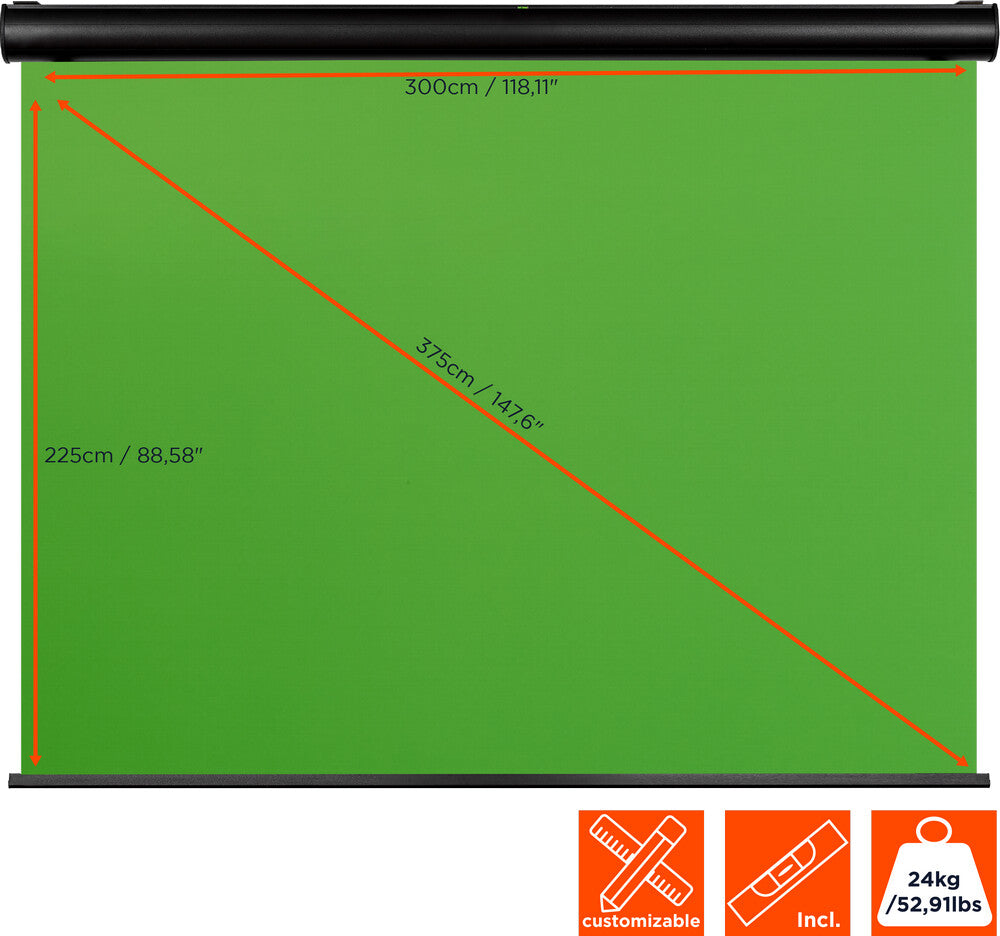 celexon Motor Chroma Key Green Screen 300 x 225 cm