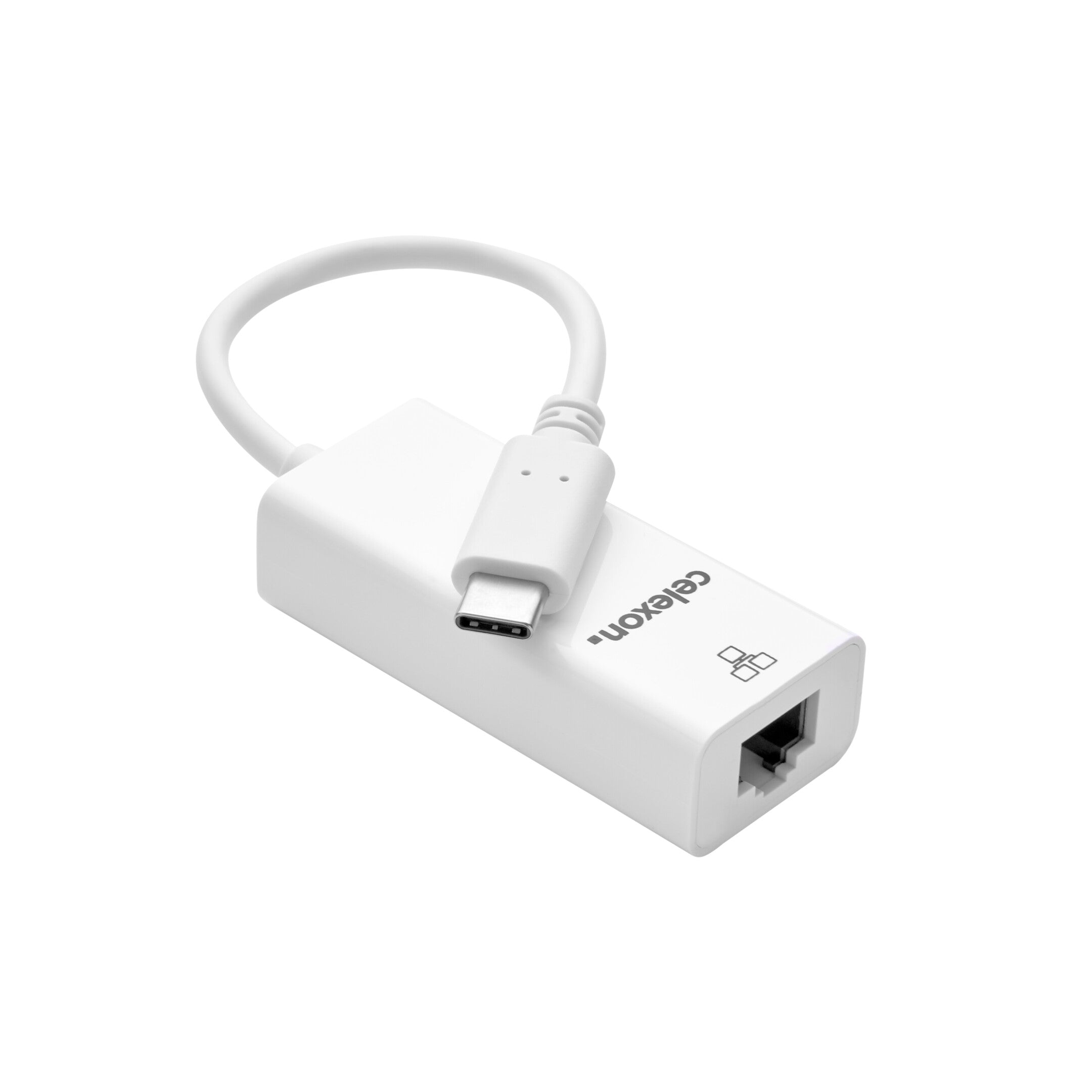 celexon-USB-C-auf-Ethernet-M/F-Adapter.-weiß